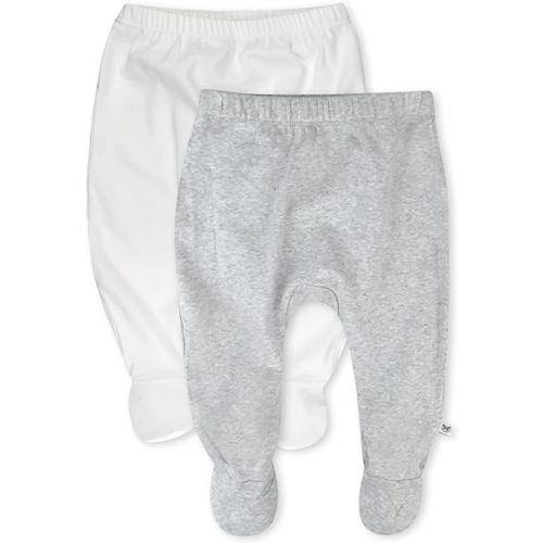 HonestBaby 2-Pack Footed Pants Roomy Fit Pull on Bottoms 100% Organic Cotton for Infant Baby Boys, Girls, Unisex