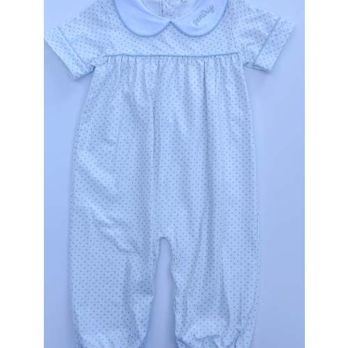 LHC Gentry Blue Bitty Dot Romper – "Teddy" - 3M