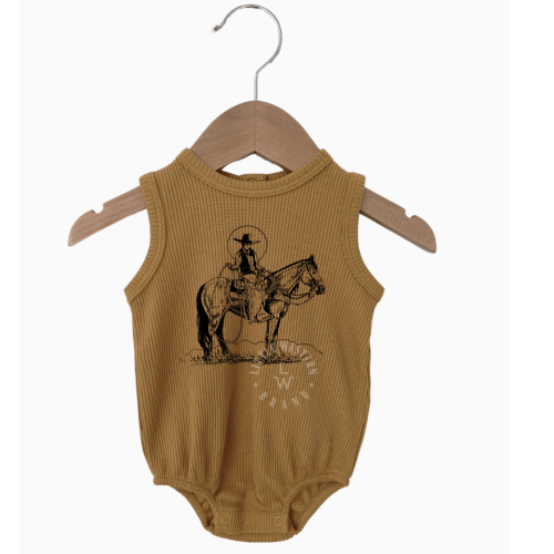 High Roller Organic Waffle Bubble Romper (Baby) - Honey