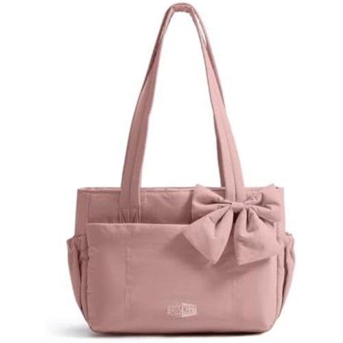 BAGSMART Crush Bow Tote Bag for Women, Puffer Travel Work Yoga Laptop Bag