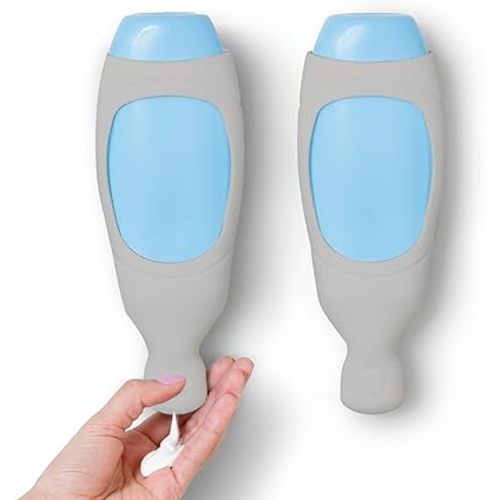 Squeezi 2 Unit Pack (Light Gray) Wall Mounted Shower Dispenser and Organizer for Shampoo and Soap Bottles, Silicone Chamber