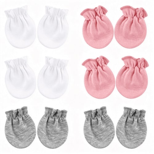 TELOLY Bqubo Baby Mittens No Scratch Cotton Newborn Infant Glove Soft Skin-Friendly Gloves Mittens for 0-6 Months Baby Girl Boy, Protective Baby Mittens No Scratch