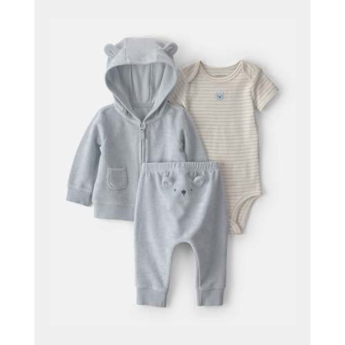 Baby 3-Piece Bear Terry Short-Sleeve Layering Set - Blue