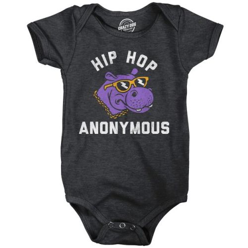 Hip Hop Anonymous Baby Bodysuit Funny Sarcastic Hippo Graphic Novelty Jumper for Infants - Crazy Dog Baby Bodysuit for Animal Lovers Black Newborn