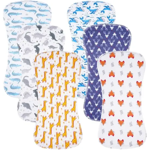 6 Pack Cotton Baby Burp Cloths Extra Absorbent Soft for Baby Boys and Girls (Multi03)