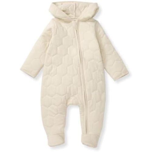 Burt’s Bees Baby Honeycomb Quilted Baby Bunting, Hooded Infant Coverall