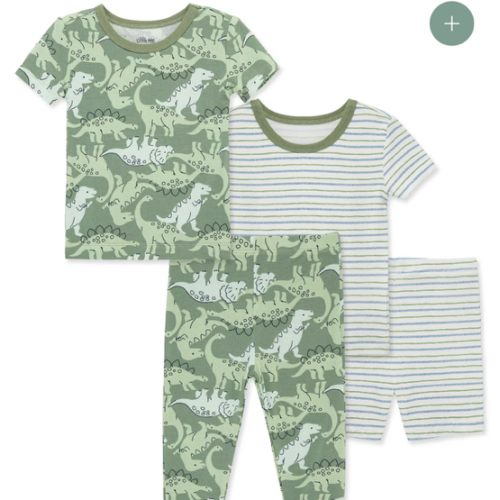 Dino 4-Piece Pajama Set (2T-4T)