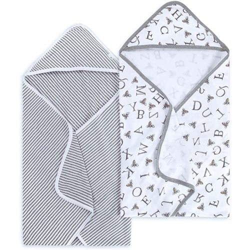 Hooded Towels, Absorbent Knit Terry, Super Soft Single Ply, 100% Organic Cotton