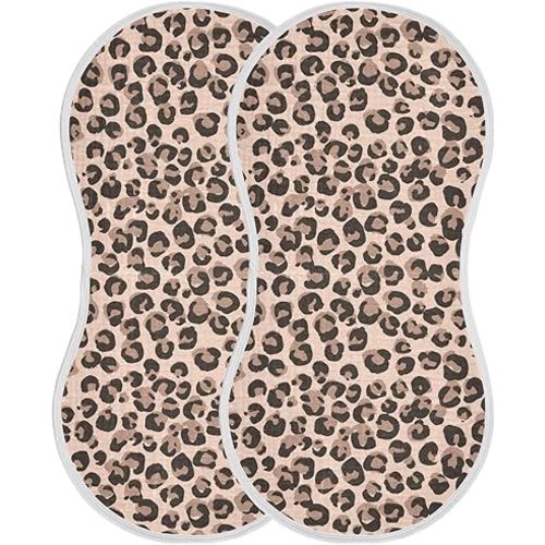 Leopard Cheetah Print Burp Cloths Baby Boys Girls Absorbent Soft Cotton Burping Cloths Rags 2 Pack