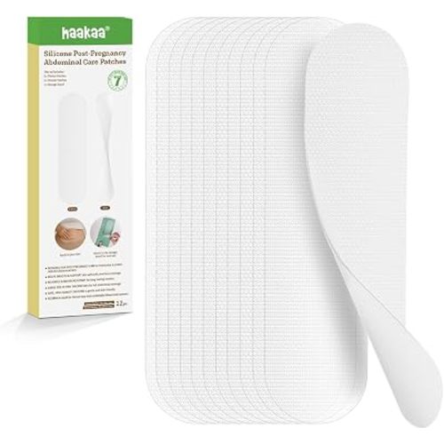 haakaa C-Section Silicone Strips, Medical-Grade Scar Sheets for C Section Scar Healing, C Section Recovery Must Haves, Reusable Silicone Scar Patches for Keloid Scars, 12 Pack, Includes Storage Board