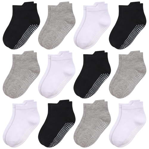 ELUTONG Non Slip Toddler Socks with Grip 12 Pairs Baby Boys Ankle Socks for Kids Children 6 Months-7 Years Old