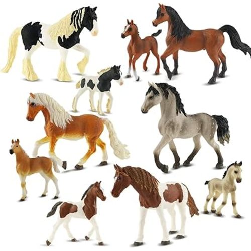 10PCS Horse Figurine Set Realistic Horse Figure Toys for Toddlers Educational Gift for Kids Perfect Party Favors Animal Figure Learnig Toys