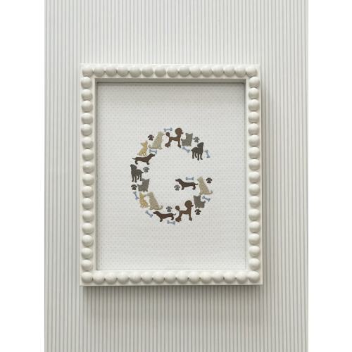 Custom Embroidered Dog Letter Art, Nursery Wall Decor