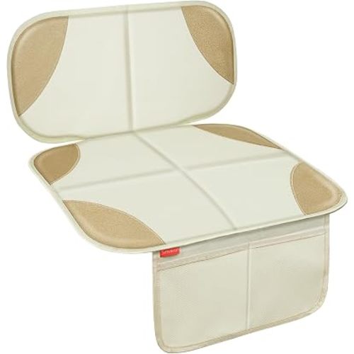 Sinvitron Car Seat Protector for Kids, Anti-Slip Thick Padding, Seat Mark Protection, 2 Storage Pockets for Toys & Snacks, Universal Fit for Most Vehicles (White, 1 Pack)