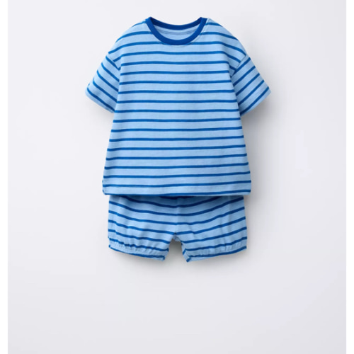 STRIPED T-SHIRT AND BLOOMER SET - Light blue | ZARA United States
