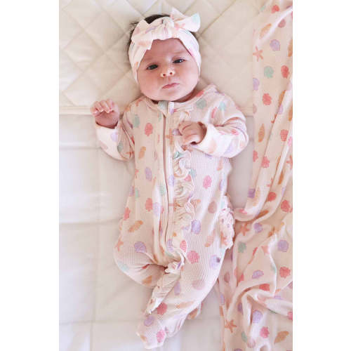 Beachy Bamboo Waffle Zipper Footies