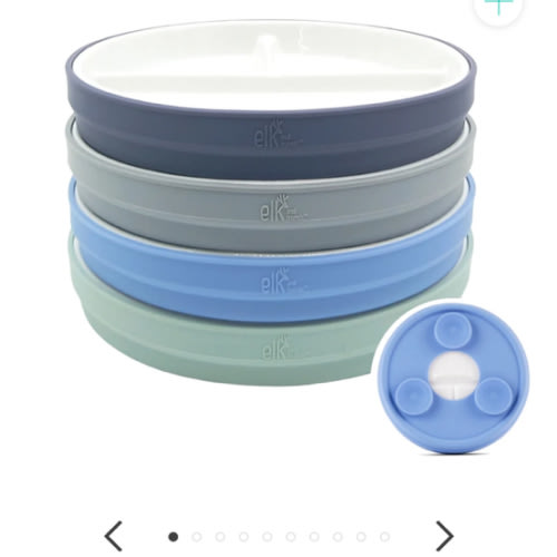 6.7"/16cm Porcelain White Divided Plates with Silicone Suction Sleeves