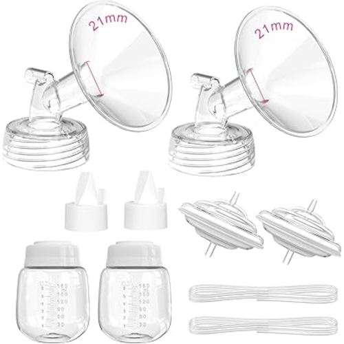 Breast Pump Parts for Spectra S1/S2/9 Plus/Synergy Gold, Not Original Accessories, 21mm Set Spectra Replacements Pump Parts Include Flange/Duckbill Valve/Backflow Protector/Tubing/Bottles