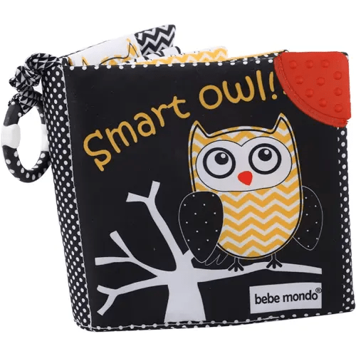 Touch and Feel Cloth Crinkle Books for Babies Infant, Baby Books Toys 0-3-6-12 Months, Christmas Shower Baby Gifts, High Contrast Toys,Teething Teethers, Tummy Time Mirror Toys for Boys and Girls-Owl