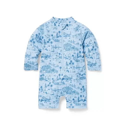 Baby Icy Blue Island Toile Baby Island Toile Rash Guard Swimsuit by Janie and Jack