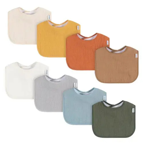 8-Pack Baby Neutral Warm Shades Muslin Drooling Bibs – Gerber Childrenswear