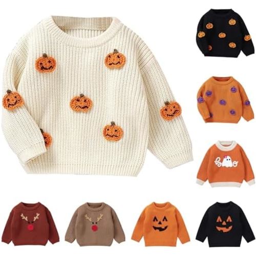 Toddler Halloween Sweaters 2025 Baby Boy Girl Pumpkin Knitted Sweater Kids Fall Winter Warm Cute Pullover Sweatshirt