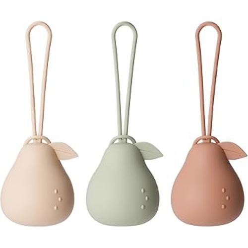 Andy Bear Baby Pacifier Storage Case Paci Holder Case Pear Shape 3 Pack-Ivory Sage Brown