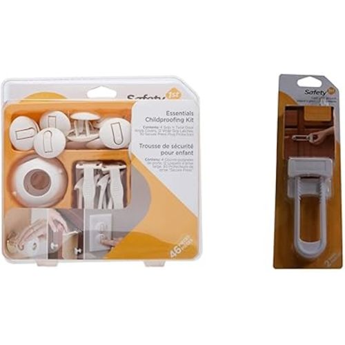 Safety 1st Essentials Child Proofing Kit (46-Piece) + Safety 1st Cabinet Slide Lock (Pack of 2)