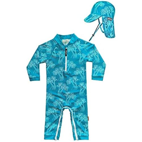 weVSwe Newborn Baby Boy Swimsuit Toddler Rash Guard Long Sleeve UPF 50+ Sun Protection Swimwear with Sun Hat Set