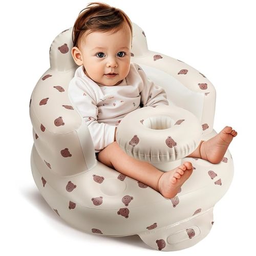 Inflatable Baby Seat for 3-36 Months, Back Support, Built-in Air Pump, Learning to Sit, Blow Up Floor Seat