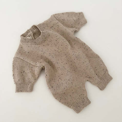 Winnie + Crew Greer Knit Romper in Beige 612 Months