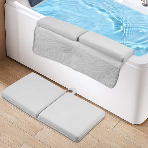 Jokapy Bath Kneeler and Elbow Kneeling Rest Pad for Baby Bathing, with Toy Organizer Pockets, Gray