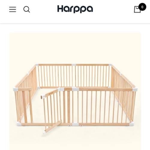 HARPPA Wooden Baby Gate Playpen | Non-Toxic Foldable DIY Adjustable Play Yard for Infants & Toddlers – Natural Finish Baby Fence for Small & Large Spaces