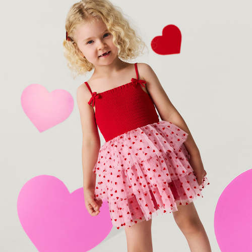 Red Heart Smocked Tulle Dress