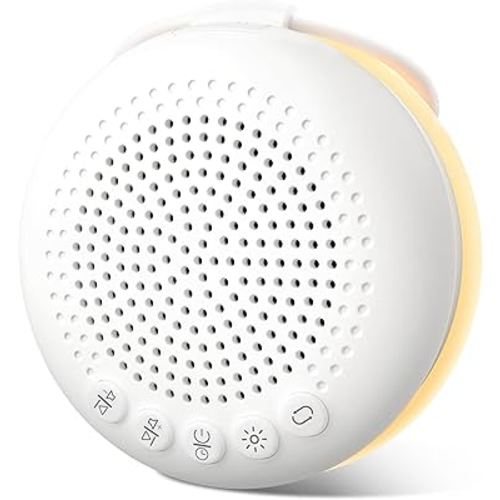 Glocusent 5W Portable Sound Machine,34 White Noises/Lullabies/Wireless Speaker with Night Light, Rechargeable for up to 40 Hours, Compact Design for Travel Babies Kids Toddlers