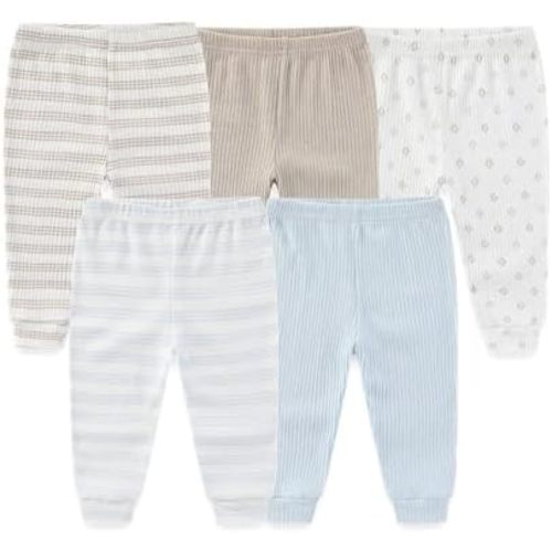 Unisex Baby 5-Pack Long Pants Boys Girls Toddler Cotton Shorts Gift Set