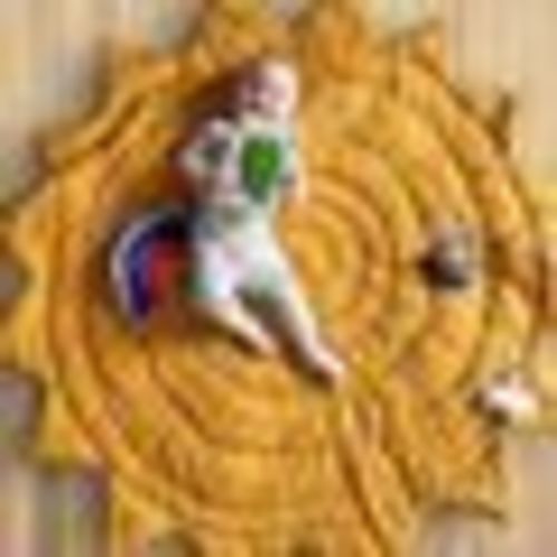 Linen Baby Play Mat: Sun Design with Rainbow & Clouds