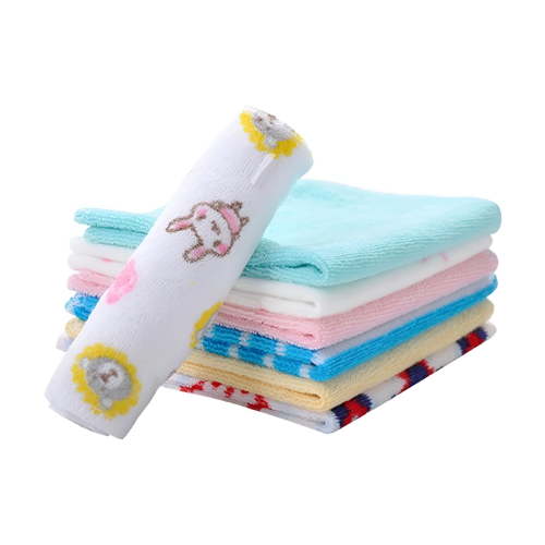 AUQ 8 Pieces Baby Cotton Spit Up Absorbent Burping Rags Soft Burping Towel Curved Baby Burp Bibs for Baby Newborn Boys and Girls, Random Color