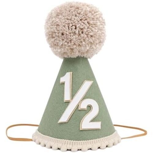 Half Birthday Hat -Baby 1/2 Birthday Cone Hat,Six Months Decorations,Party Hat Outfit for Girls/Boys