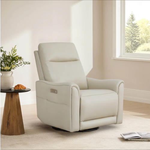 James Modern Genuine Leather Power Swivel Glider Recliner