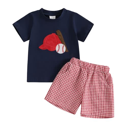 WZTYYDS Toddler Baby Boy Clothes Striped Embroidery T-Shirt Elastic Waist Shorts Set 2Pcs Infant Summer Outfits