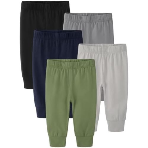 5-Pack Baby Boy Pants 0-24M, Cotton Baby Leggings for Infant & Newborn
