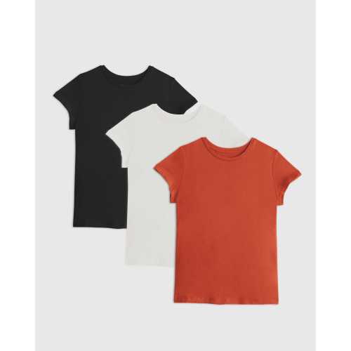 Cotton Modal Crew Neck Swing Tee 3 Pack Bundle in White