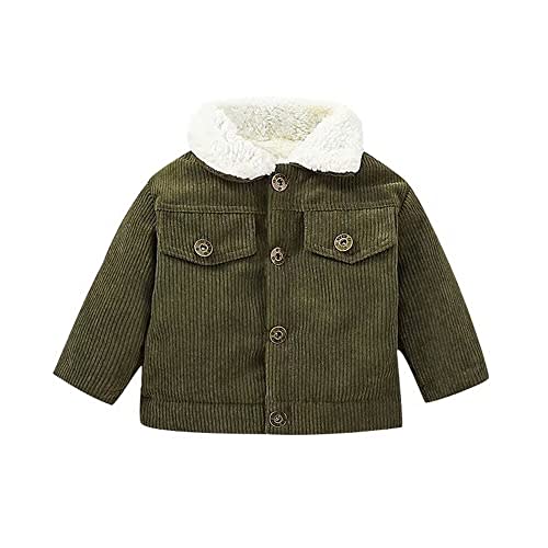 Noubeau Baby Boys Girls Corduroy Jacket Kids Toddler Sherpa Lined Top Lapel Button Down Thicked Warm Coat Winter Outerwear