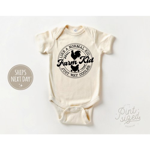 Farm Kid Baby Onesie® - Minimalist Farm Natural Bodysuit - Country Baby Onesie®
