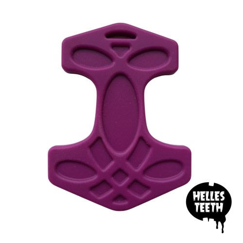 Purple Mjolnir Teether: Silicone Thor's Hammer Teething Toy
