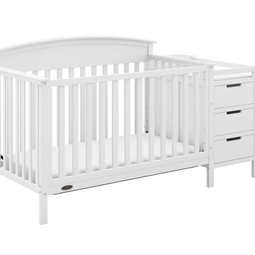 Graco Benton 5-in-1 Convertible Crib and Changer (White) – Crib and Changing -Table Combo, Includes Water-Resistant Changing Pad, 3 Drawers, Converts to Toddler Bed, Daybed and Full-Size Bed
