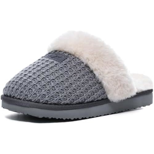 OOW Cozy House Slippers for Women with Memory Foam Soft Warm Fuzzy Slippers Women Home Womens Slipper Shoes for Indoor