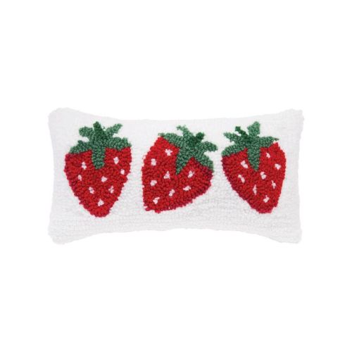 C&F Home Strawberry Trio Mini Hooked Accent Pillow 6" x 12"