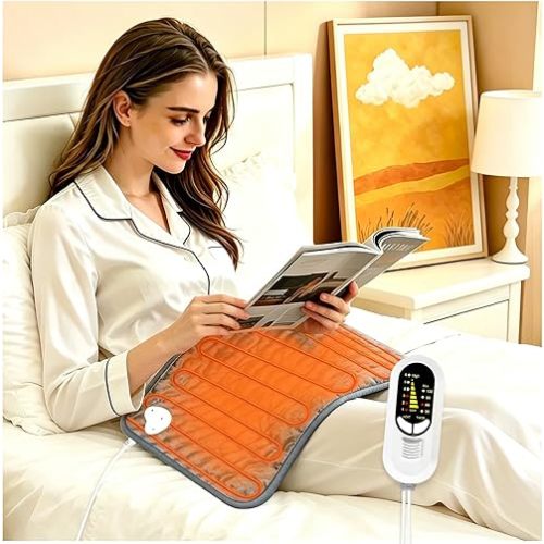 Electric Heating pad with 6 Heat Settings, Auto Shut Off, Dry Electric Heating for Back Neck Knee Arms Legs Shoulder Heat Pads for Christmas Birthday Father Mother's Day (23.8"X11.8", Gray Green)